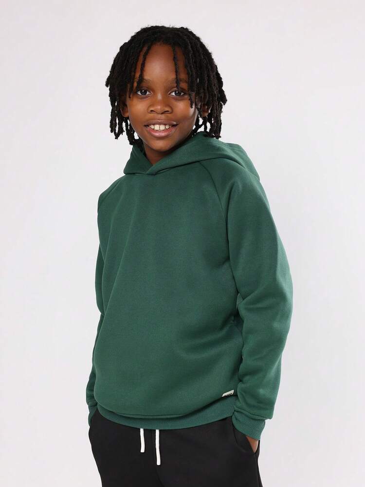 Forest Green Hooded Sweatshirt With Large Text Print