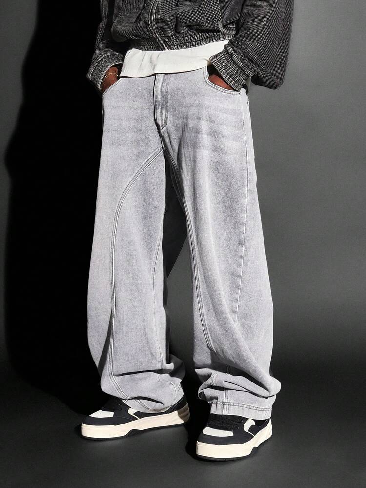 Wide Leg Balloon Fit Denim Jeans With Fade Design