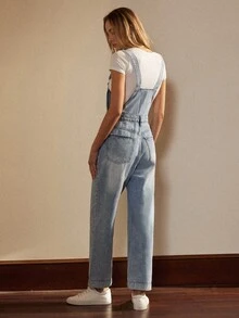Écloséra 女士牛仔背带裤，适合夏季的时尚连体裤 - 淺色水洗藍 - 查看 2