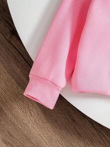 Young Girl' Basic Round Neck Fleece Sweatshirt - White Fall Winter - Pink - View 5