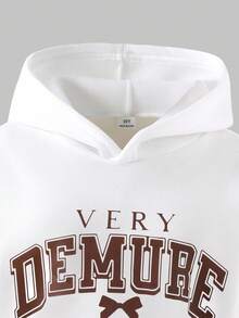 2pcs/Set Tween Girls Letter Print Hoodie Sweatshirt + Green Cargo Pants Casual Street Style Outfit, Autumn/Winter Fall - Multicolor - View 5