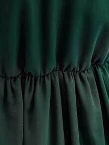 Tween Mädchen Elegant Hochwertig Ärmellos Pailletten Taille Eng anliegend Asymmetrischer Saum Kleid, Smaragdgrün - Dunkelgrün - Übersicht 3