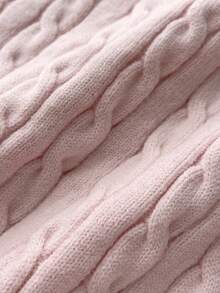 Elamini 女士/女孩休闲高领抽绳针织毛衣 - 粉色 - 查看 6