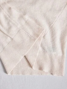 Ontre 2025 Women's Loose Fit Sweater,Blush Pink,Autumn,Elegant,Brunch,Camel/Nude Solid Color,Suitable For Office,Casual,Business,Holiday,Halloween,Christmas - Beige - View 7