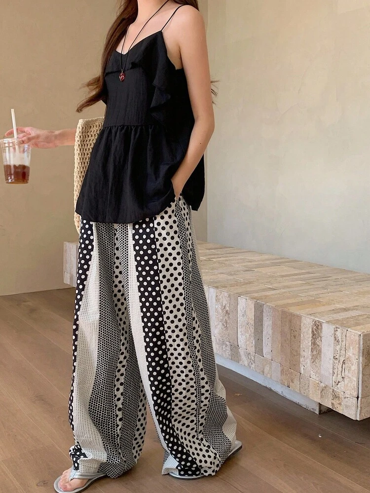 Women's Camisole Top And Floral Print Loose Pants 2 Pieces Vacation Set