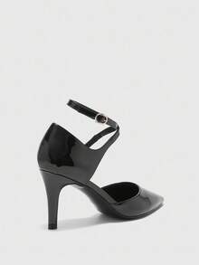 CUCCOO BIZCHIC Giày cao gót mũi nhọn màu đen dành cho nữ, kiểu dáng tối giản, đa năng cho trang phục hàng ngày, đi làm và đi chơi - màu đen - Xem 3