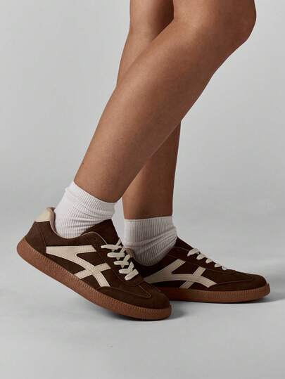 MISSGUIDED Zapatillas de estilo vintage retro de corte clásico, de ante con suela de goma, de caña baja para uso casual y caminar, para otoño e invierno, para uso diario