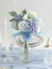 50/100//300/500pcs Silk Rose Petals Wedding Petals White Petals Fake Rose Petals Artificial Flower Petals Proposal Basket Aisle Bridal Shower Table Decoration - Dusty Blue - View 5