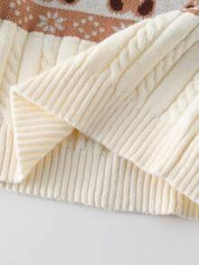 Áo len chui đầu họa tiết gấu jacquard màu mơ cho bé trai, áo len dày dài tay dễ thương cho trẻ em từ 0-3 tuổi, mùa thu/đông - Màu be - Xem 8