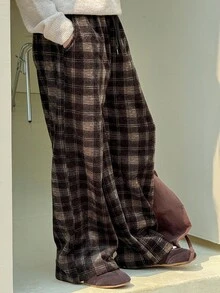 DAZY Tween Girls Plaid Thermal Lined Pants, Fall