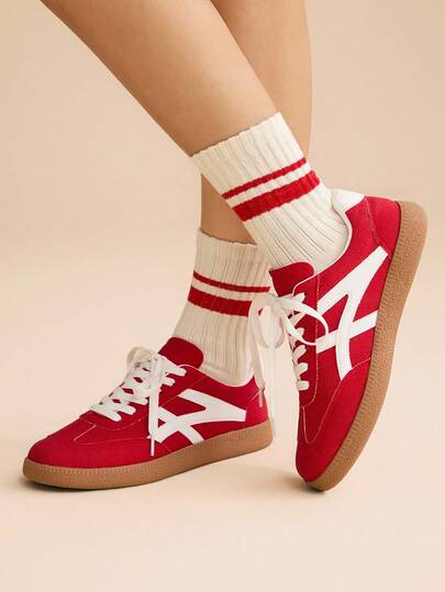 CUCCOO EASI Women's Beige Casual Sporty Sneakers For Christmas Back To School Fall Shoes