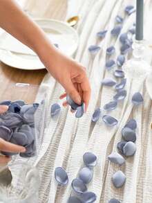 50/100//300/500pcs Silk Rose Petals Wedding Petals White Petals Fake Rose Petals Artificial Flower Petals Proposal Basket Aisle Bridal Shower Table Decoration - Dusty Blue - View 2