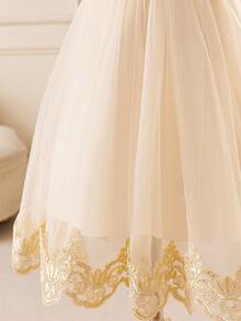 Glamorique Kids 小女孩派对装圣诞连衣裙 - 杏色 - 查看 6