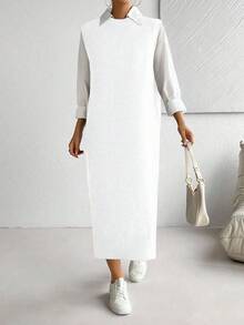 SHEIN LUNE Women's All-Match Versatile Commuter Long Dress - White - View 5