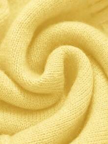 Franclia Suéter de punto de manga larga con hombros abiertos, lazo y unicolor, de moda simple para mujer - Amarillo - Ver 5