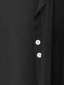 Linhara 大码优雅休闲半透明常规裤、吊带、纯色服装，适合度假、海滩、郊游 - 黑色 - 查看 4