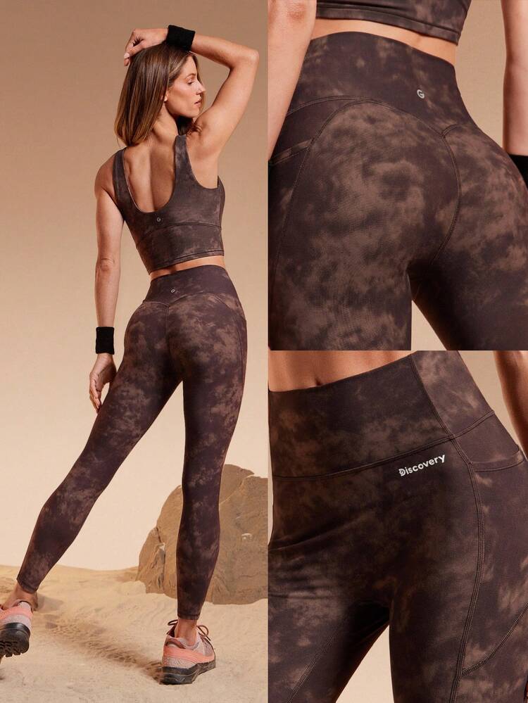 GLOWMODE X Discovery 24" FeatherFit™ Summit Flow Tie-Dye Side Pockets High-Rise Leggings Outdoor Hiking Daily Active Wear