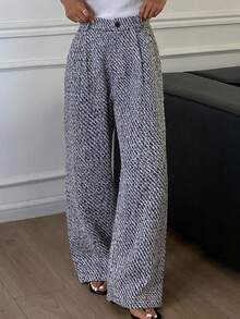 DAZY 女士休闲宽松直筒裤，秋季Y2K风格 - 黑與白 - 查看 5