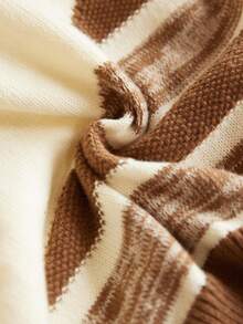 Écloséra Femmes Vintage Décontracté Épaule Tombante Manches Longues Chandail Rayé Contrasté, Automne/Hiver