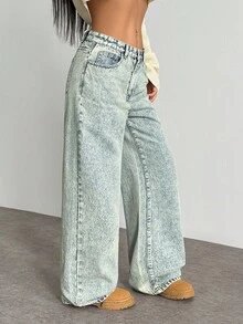 Jeanoix Women's Retro Style Casual Denim Jeans - Blue - View 4