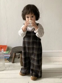 DAZY 女婴格子阔腿吊带休闲连体裤