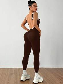 Dewbera Mono ajustado sin espalda y sin costuras