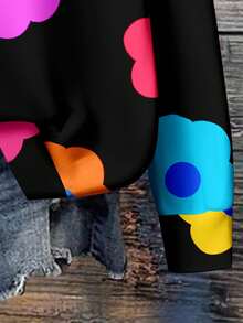 EMERY ROSE Sudadera con estampado floral y hombros caídos en otoño/invierno de talla grande - Multicolor - Ver 4