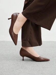 CUCCOO BIZCHIC Giày cao gót mũi nhọn màu đen thời trang dành cho nữ, thoải mái, thích hợp để đi làm, hẹn hò, tiệc tùng và đi nghỉ - Cà phê nâu - Xem 3