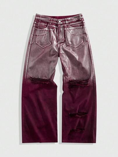 Street Life Jeans de mezclilla desgastados con degradado de moda para hombres