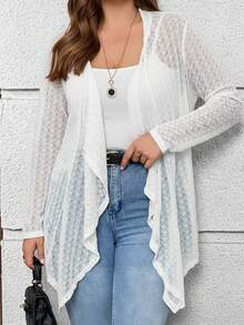 EMERY ROSE 大码休闲纯色纹理夹克 - 白色 - 查看 4