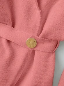 Franclia Cardigan croisé élégant de couleur unie pour femmes, convient pour le trajet domicile-travail - Rose bonbon - Voir 4