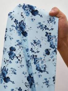 Viva Relle 大码女式优雅浪漫 V 领花卉印花夏季度假荷叶边腰 A 字连衣裙 - 彩色 - 查看 6