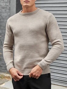 EURMUSE Men Solid Round Neck Sweater