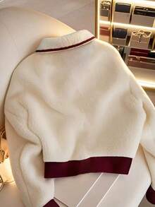 GlowEve Casual Color Block Warm Jacket, Autumn/Winter - Apricot - View 2