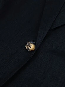 GlowEve CURVE Áo khoác blazer nữ cỡ lớn, màu trơn, cổ ve áo, tay dài, cài một nút, kiểu dáng thường ngày/công sở. - Màu xanh lam - Xem 4