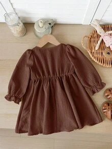 SHEIN Baby Mädchen süßes Farbblock Langarm Kleid, Sommer Urlaubsoutfit