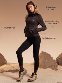 GLOWMODE X Discovery Winter Rush 防水防风及臀长度拇指孔拉链口袋可调节风帽羊毛夹克徒步健身户外秋冬日常休闲 - 巧克力棕 - 查看 4