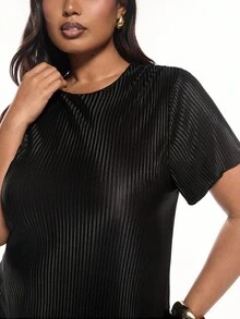 Solavibe Plus Size Pleated Casual Resort Dress