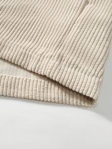 Manfinity Homme 男士纯色单排扣休闲/商务长袖衬衫，适合秋冬 - 米色 - 查看 4