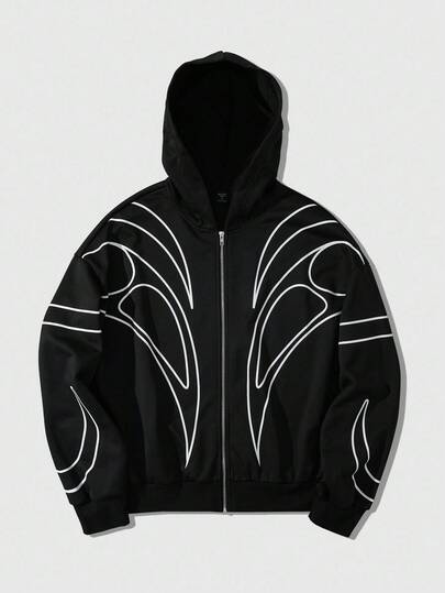 Street Life Sudadera holgada con estampado gráfico callejero para hombre, para el otoño