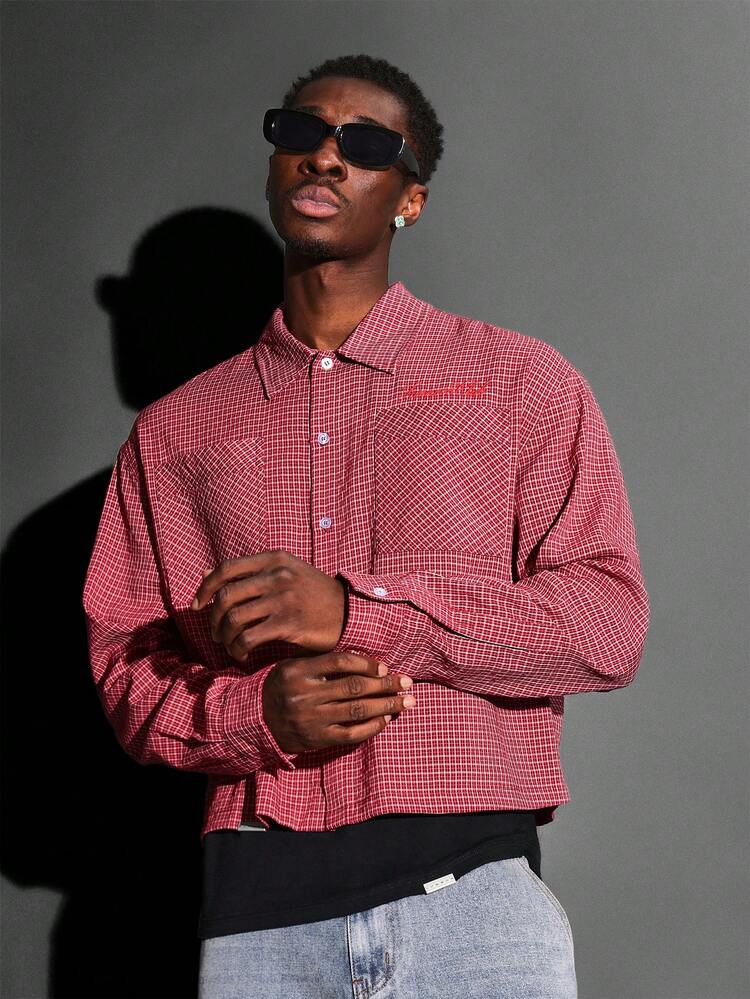 Checkered Button Down Shirt With Patch Pocket