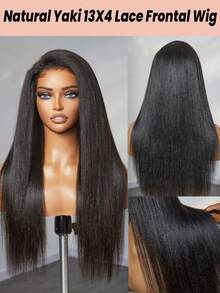 巴西雅基直发假发 13x4 蕾丝闭合真人发质假发，适合女士，自然色浅雅基直发，180% 密度透明蕾丝闭合假发，适合女士，预拔雷米头发 - SNatural - 查看 4