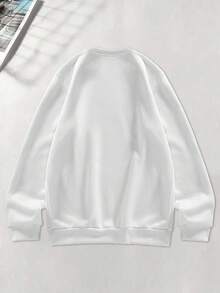 Manfinity Homme 男士长袖印花拼接套头卫衣，秋冬季男士礼物/男友礼物，秋季长袖上衣，舒适秋冬款式 - 彩色 - 查看 2