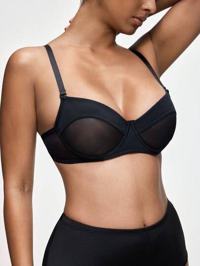 SHAPORA 1 pieza Sujetador inalámbrico de 3/4 de taza con aros, sin relleno para mujer