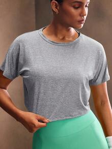 Powerista Camiseta deportiva para mujer con mangas de murciélago y sin espalda