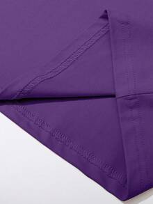 PAVTROS 男士休闲夏季字母印花 T 恤 - 紫色 - 查看 5