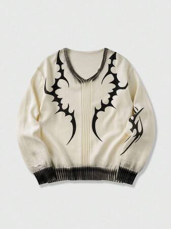 Street Life Maglione casual da uomo con grafica a blocchi di colore e scollo a V, autunno/inverno