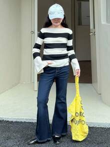 DAZY Tween Girls Flared Denim Jeans - Blue - View 3