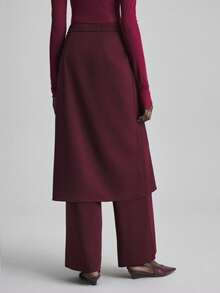 Ontre 女士秋季及踝高腰侧拉链解构两件套裤子，适合城市通勤、商务休闲、办公室穿着、教师装 - 酒紅色 - 查看 4