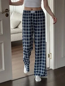 Dream Adore 女式休闲格子印花松紧腰直筒休闲裤格子裤女式格子裤格子睡裤女式休闲裤，秋季 - 彩色 - 查看 5
